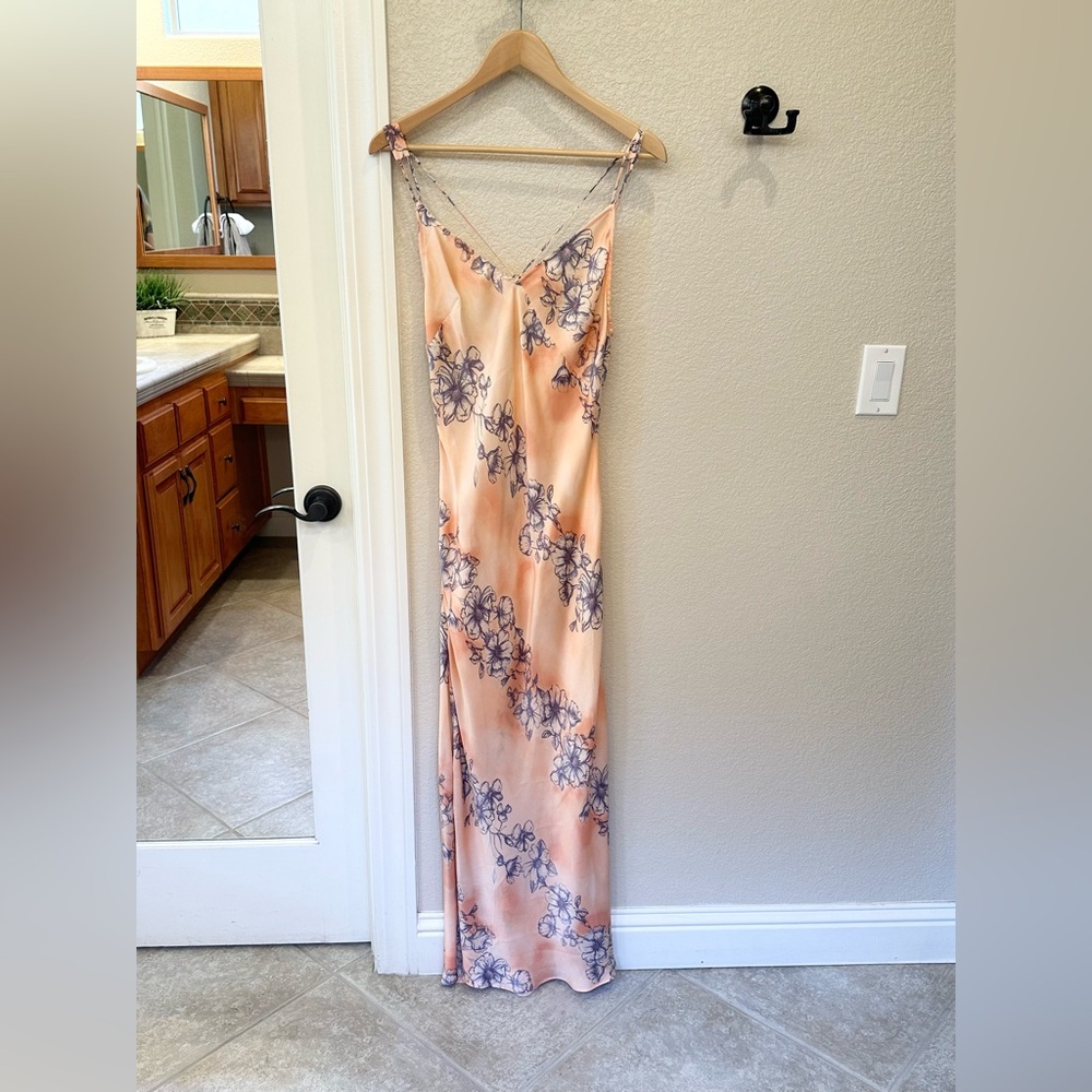 Free People Peach and Purple Floral Maxi Dress